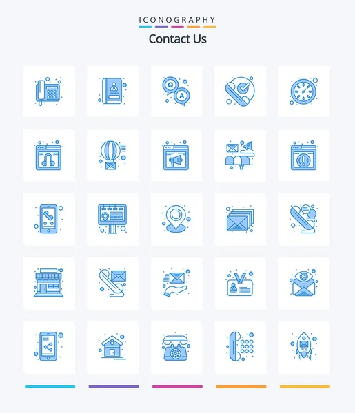 Creative Contact Blue Icon Pack Time Received Phone Checked — Archivo Imágenes Vectoriales