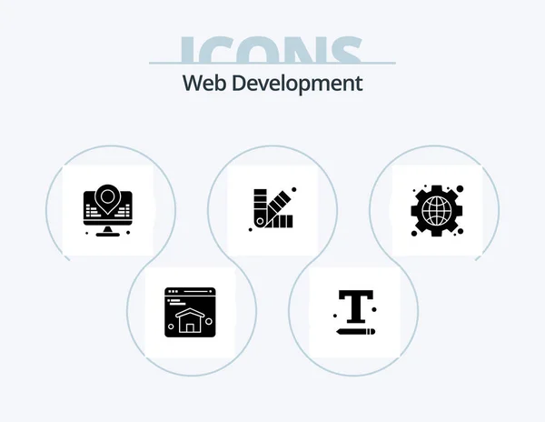 Web Development Glyph Icon Pack Icon Design Interface Chip Development — Archivo Imágenes Vectoriales