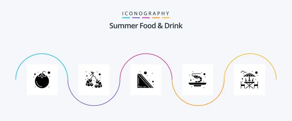 Summer Food Drink Glyph Icon Pack Including Drink Bar Fast — Stock Vector