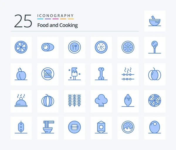 Food Blue Color Icon Pack Including Kiwi Food Fork Snack — ストックベクタ