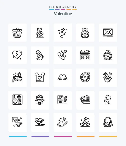 Kreative Valentine Outline Icon Pack Wie Liebe Liebe Herzen Tag — Stockvektor