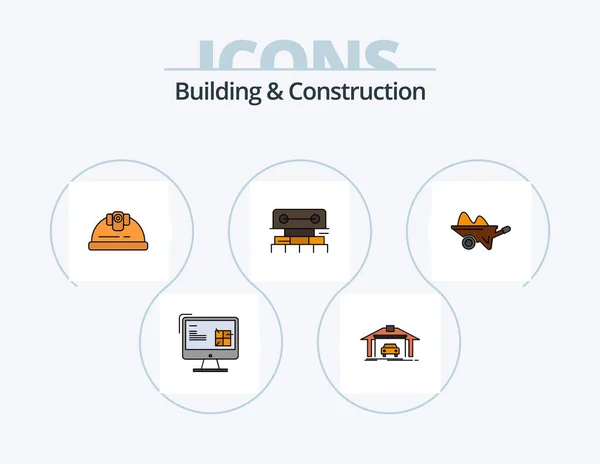 Gebäude Und Bauleitung Gefüllt Icon Pack Icon Design Schnur Elektrisch — Stockvektor