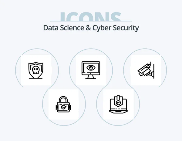 Data Science Cyber Security Line Icon Pack Icon Design Inglés — Archivo Imágenes Vectoriales