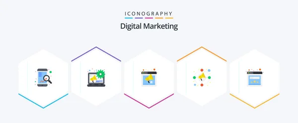 Digital Marketing Flat Icon Pack Including Rating Marketing Internet Market — Vector de stock