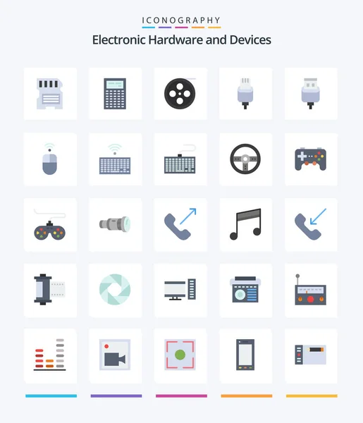 Creative Devices Flat Icon Pack Charge Lightning Camera Connector Cable — Archivo Imágenes Vectoriales