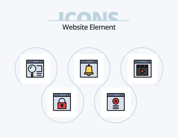 Website Element Line Filled Icon Pack Icon Design Lock Browser — Stock Vector