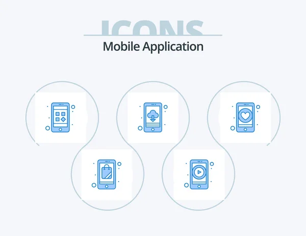 Mobile Anwendung Blue Icon Pack Icon Design Datierung Zum Beispiel — Stockvektor
