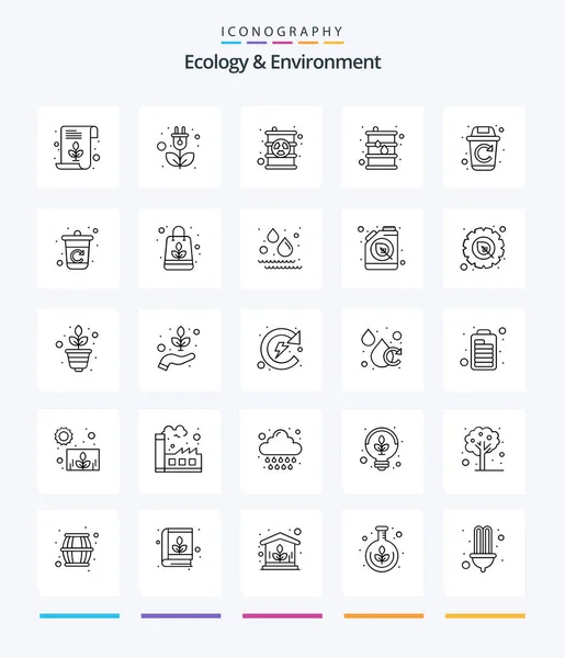 Creative Ecology Environment Outline Icon Pack Recycle Oil Nuclear Fuel — ストックベクタ