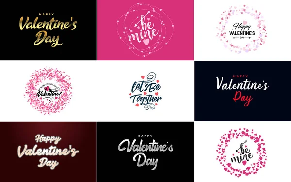 Happy Valentine Day Greeting Card Template Romantic Theme Red Color — Image vectorielle