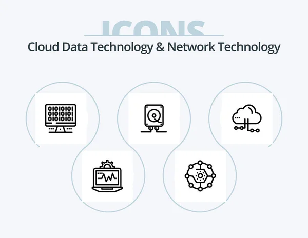 Cloud Data Technology Network Technology Line Icon Pack Icon Design — Vector de stock