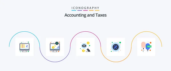 Taxes Flat Icon Pack Including Percent Discount Monitor Taxes Dollar — Image vectorielle