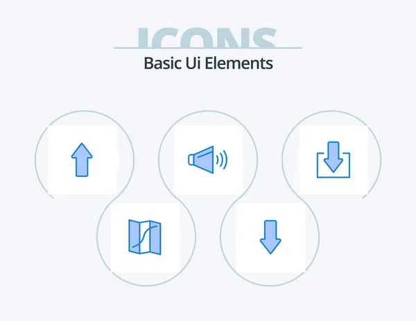 Basic Elements Blue Icon Pack Icon Design Abajo Marcha Flecha — Archivo Imágenes Vectoriales