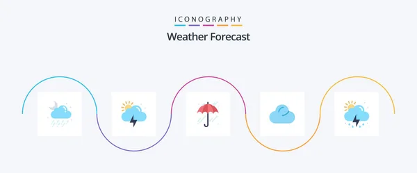 Weather Flat Icon Pack Including Sun Weather Rain Overcast — Stock Vector