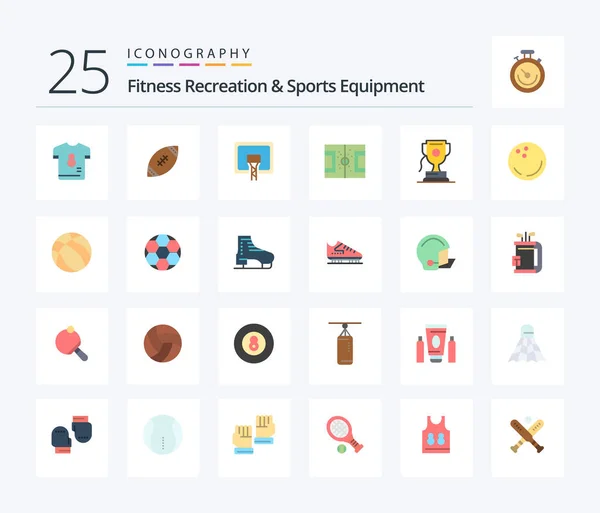 Fitness Recreation Sports Equipment Flat Color Icon Pack Including Pitch — Vetor de Stock