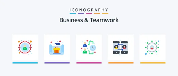 Business Teamwork Flat Icon Pack Including Target Effectiveness Customer Calling — Stockvector