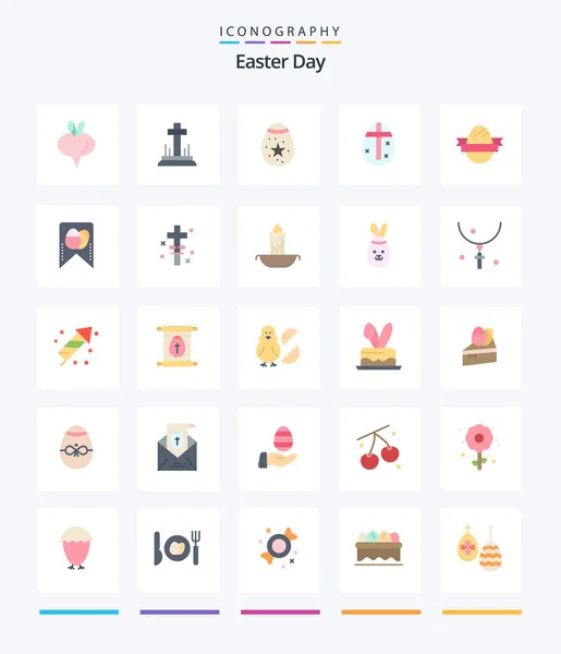 Creative Easter 25 Flat icon pack Such As egg. tag. decoration. holidays. egg — Illustration Creative Easter Flat Icon Pack Egg Tag Decoration Holidays Egg — Stock Vector