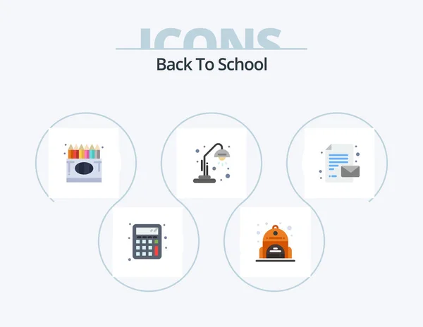 Back School Flat Icon Pack Icon Design Message Back School — ストックベクタ