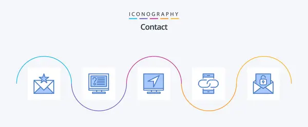 Contacto Blue Icon Pack Incluyendo Enlace Contacto Información Línea Correo — Archivo Imágenes Vectoriales