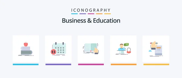 Business Education Flat Icon Pack Including Answer Consultation Appointment Reading — Stockvektor