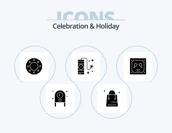 Celebration Holiday Glyph Icon Pack Icon Design Firework Celebration Shopping — Archivo Imágenes Vectoriales