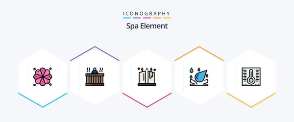 Spa Element Filledline Icon Pack Including Spa Mercury Candle Element — Stok Vektör