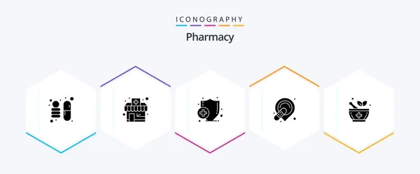 Pharmacy Glyph Icon Pack Including Signaling Medical Pharmacy Place Holder — Stock Vector