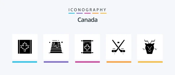 Canada Glyph Icon Pack Including Arctic Olympics Autumn Ice Game — Stockový vektor