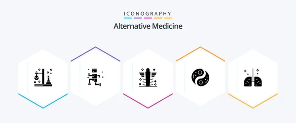 Alternative Medicine Glyph Icon Pack Including Yin Unity Care Taoism — Stock Vector