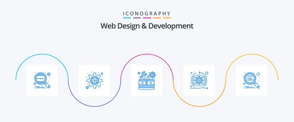 Web Design Development Blue Icon Pack Including Html Scrum Css — Stockový vektor