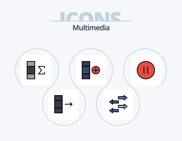 Multimedia Line Filled Icon Pack Icon Design Data Backward Column — Stock Vector