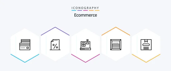 Ecommerce Line Icon Pack Including Box Tax Commerce Box — ストックベクタ