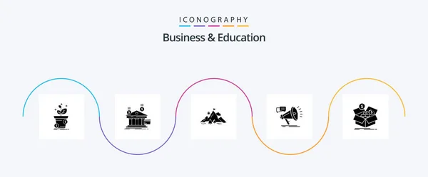 Business Education Glyph Icon Pack Including Announcement Marketing Financial Success — Image vectorielle