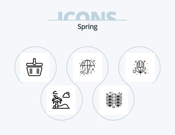 Spring Line Icon Pack Icon Design Garden Garden Kids Flowers — Vetor de Stock