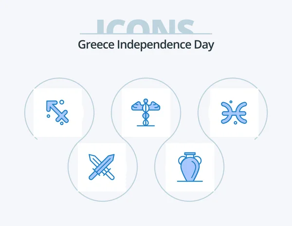 Grécia Independence Day Blue Icon Pack Icon Design Horóscopo Grécia — Vetor de Stock