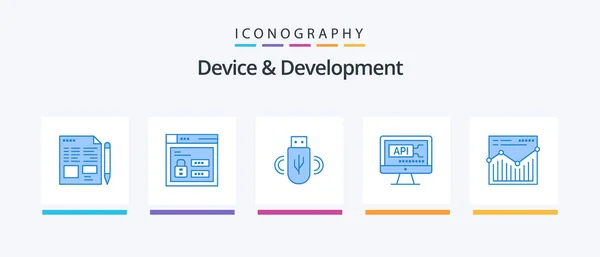 Device Development Blue Icon Pack Including Web Education Usb Coding — Stock Vector