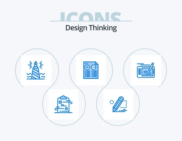 Diseño Pensando Blue Icon Pack Icon Design Más Documento Tableta — Vector de stock