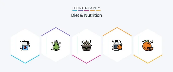 Diet Nutrition Filledline Icon Pack Including Orange Fruit Egg Food — vektorikuva
