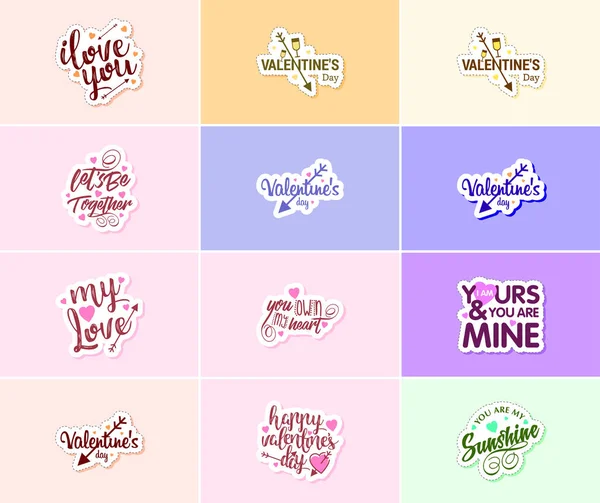 Saying Love You Beautiful Valentine Day Design Stickers — Wektor stockowy