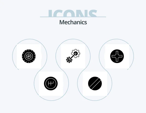 Mécanique Glyph Icon Pack Icon Design Roue Dentée Broche — Image vectorielle