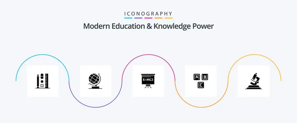 Modern Education Knowledge Power Glyph Icon Pack Including Lab Alphabet — Image vectorielle