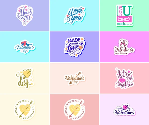 Love Details Valentine Day Typography Graphics Stickers - Stok Vektor