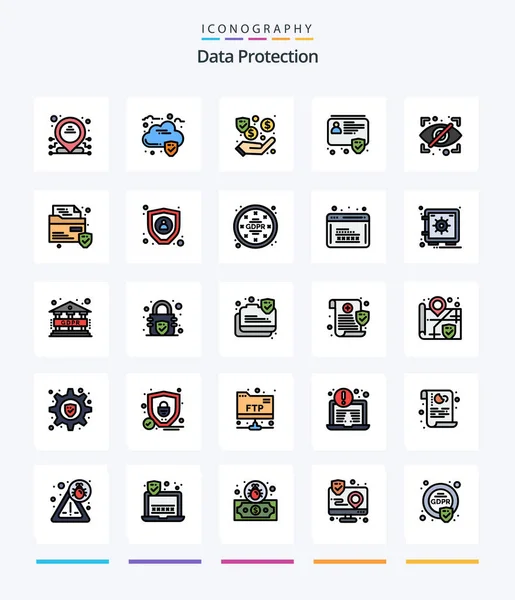 Creative Data Protection Line Confezione Icona Riempita Come Sicurezza Occhio — Vettoriale Stock