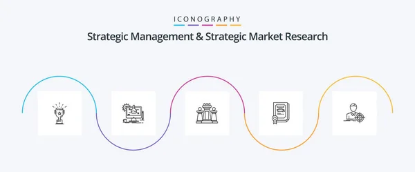 Strategisk Ledning Och Strategisk Marknadsundersökning Linje Icon Pack Inklusive Människan — Stock vektor