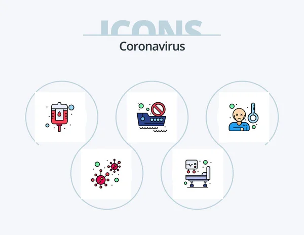 Coronavirus Line Filled Icon Pack Icon Design News Doorknob Stethoscope — Image vectorielle