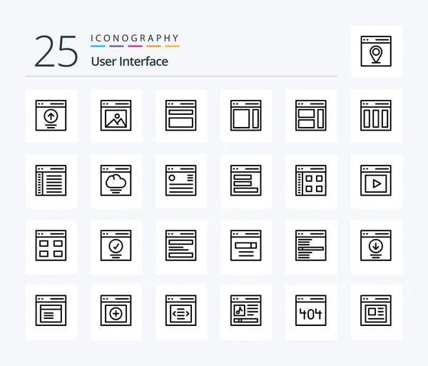 User Interface Line Icon Pack Including Right Communication Picture Menu — Stock Vector