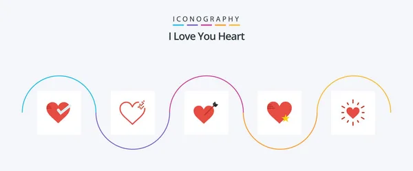 Heart Flat Icon Pack Including Love Favorite Arrow Heart — Stock Vector