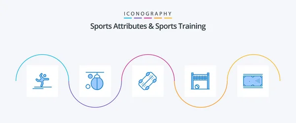 Atributos Esportivos Treinamento Desportivo Azul Icon Pack Incluindo Sugestão Voleibol — Vetor de Stock