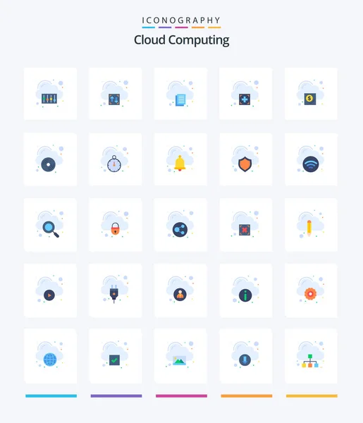 Creative Cloud Computing Flat Icon Pack Cloud Cloud Cloud Add — Stockvector