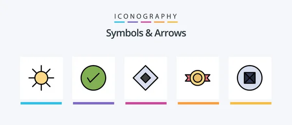 Symbols Arrows Line Filled Icon Pack Including Okay Arrows Arrow — Stock Vector