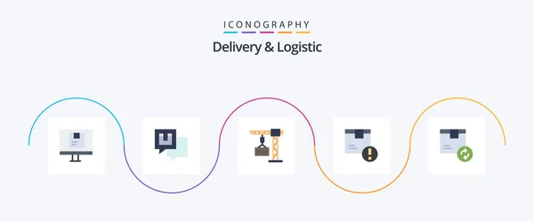 Delivery Logistic Flat Icon Pack Including Delivery Attention Message Delivery — Stock Vector